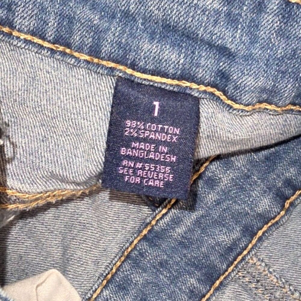 Blue Spice Distressed Denim Overall Shorts | Juniors Size 1 | Light Wash Stretch - Picture 8 of 8